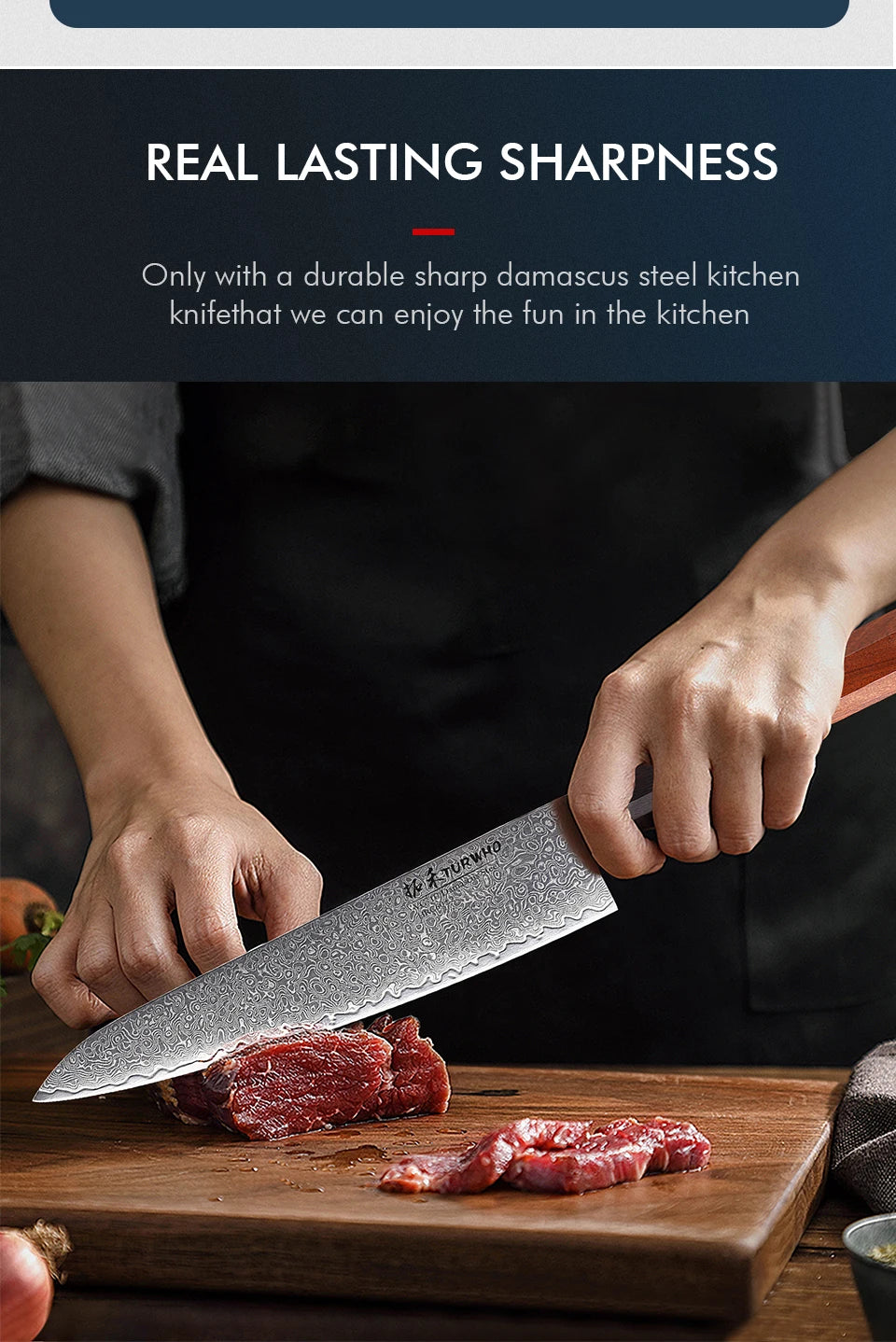 8.2" Japanese Chef Knife Damascus Steel Hand Forged