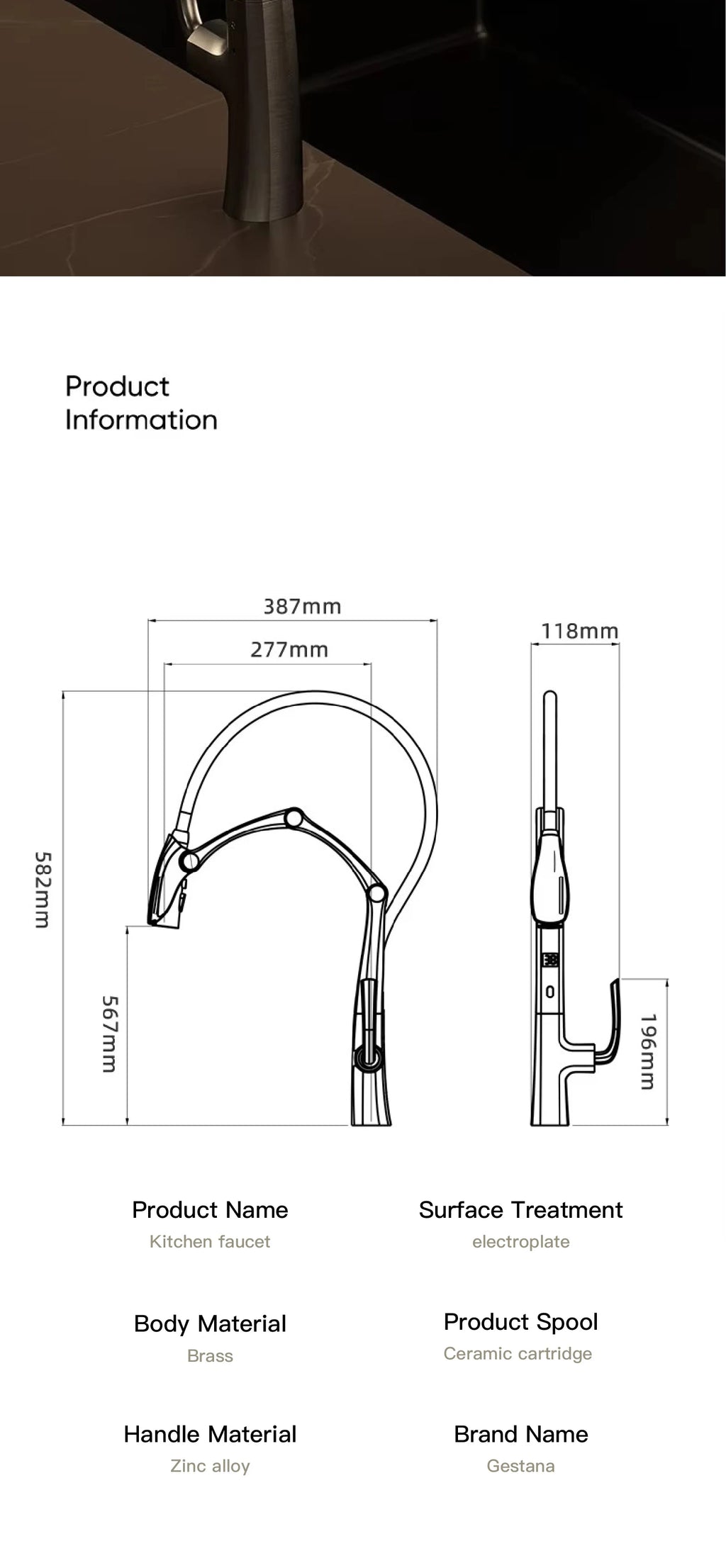 Kitchen Faucet, 3-Function Spray, Touchless, Multiple Finishes