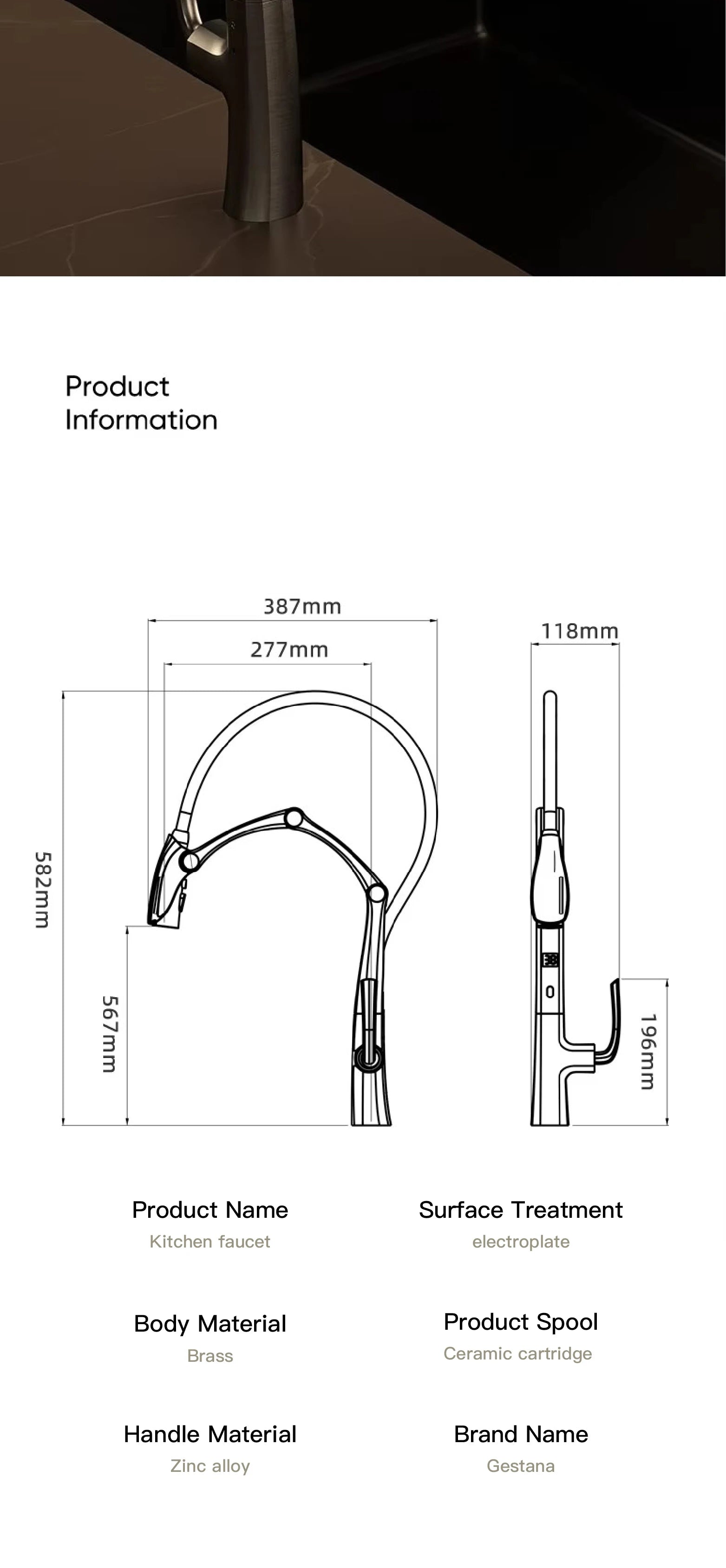 Kitchen Faucet, 3-Function Spray, Touchless, Multiple Finishes