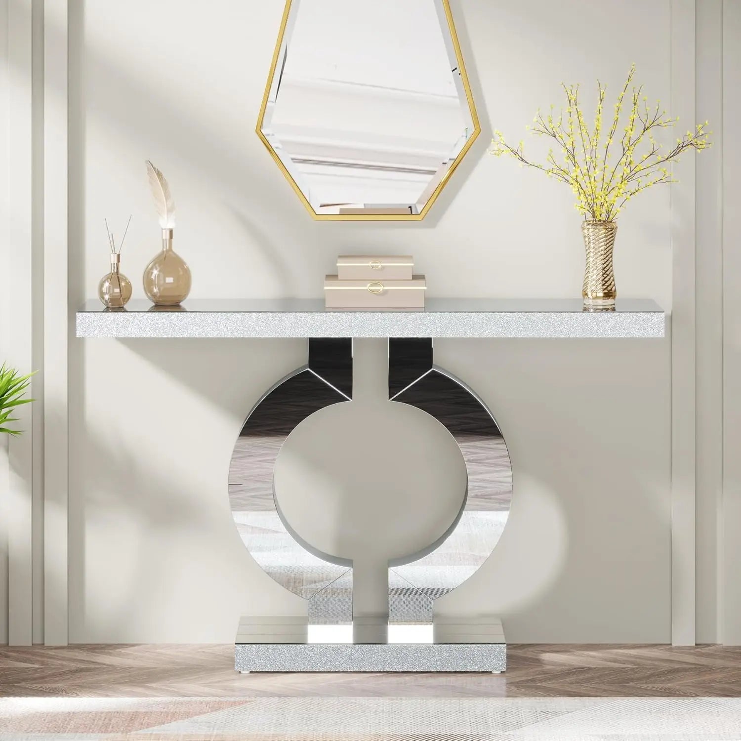 43.3" Table with Thickened Mirror Finish Tabletop