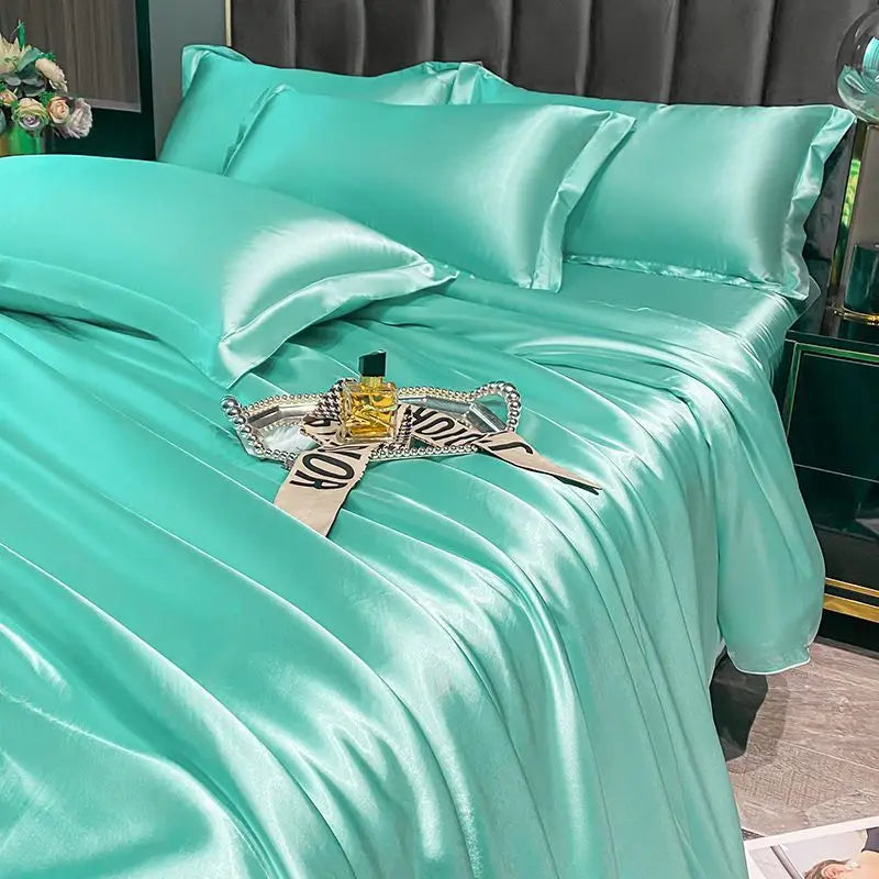 Silk/Rayon Bedding Set, Duvet Cover, Bed Sheet, Pillowcase