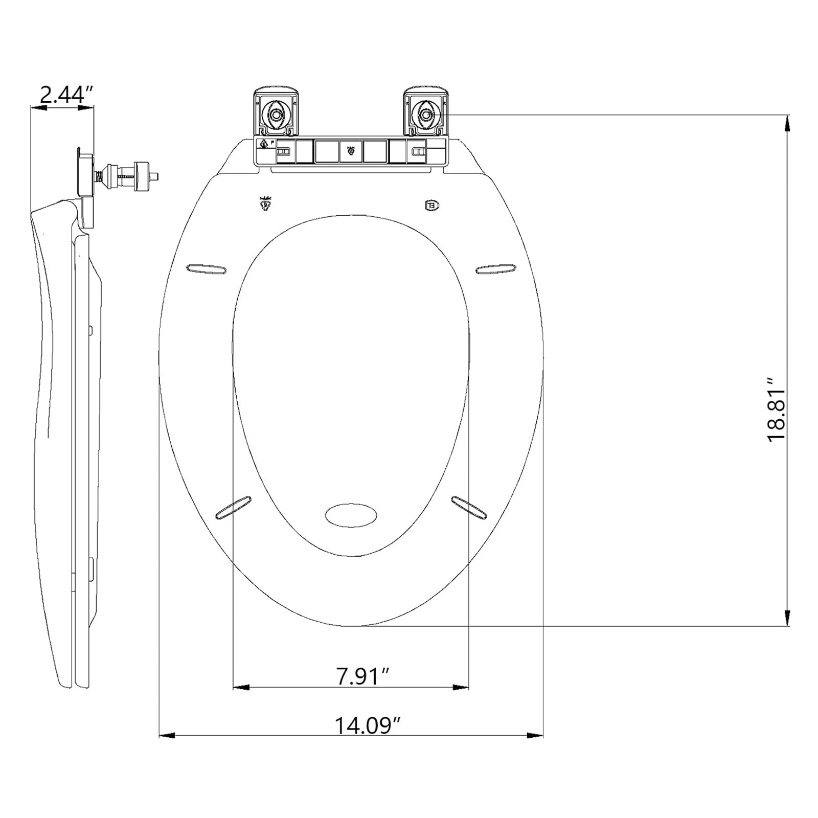 Elongated Toilet Seat, Quick Release-Attach, Soft Close