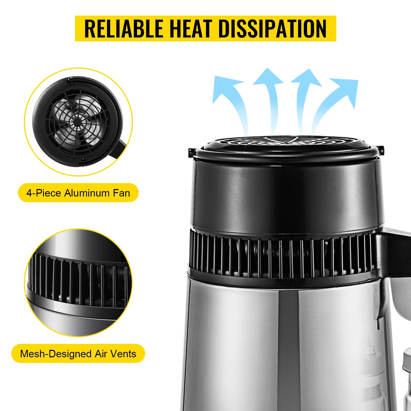750W Adjustable Temperature Water Distiller 4L