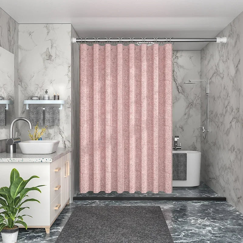 Waterproof Imitation Linen Shower Curtain, 6 Colors