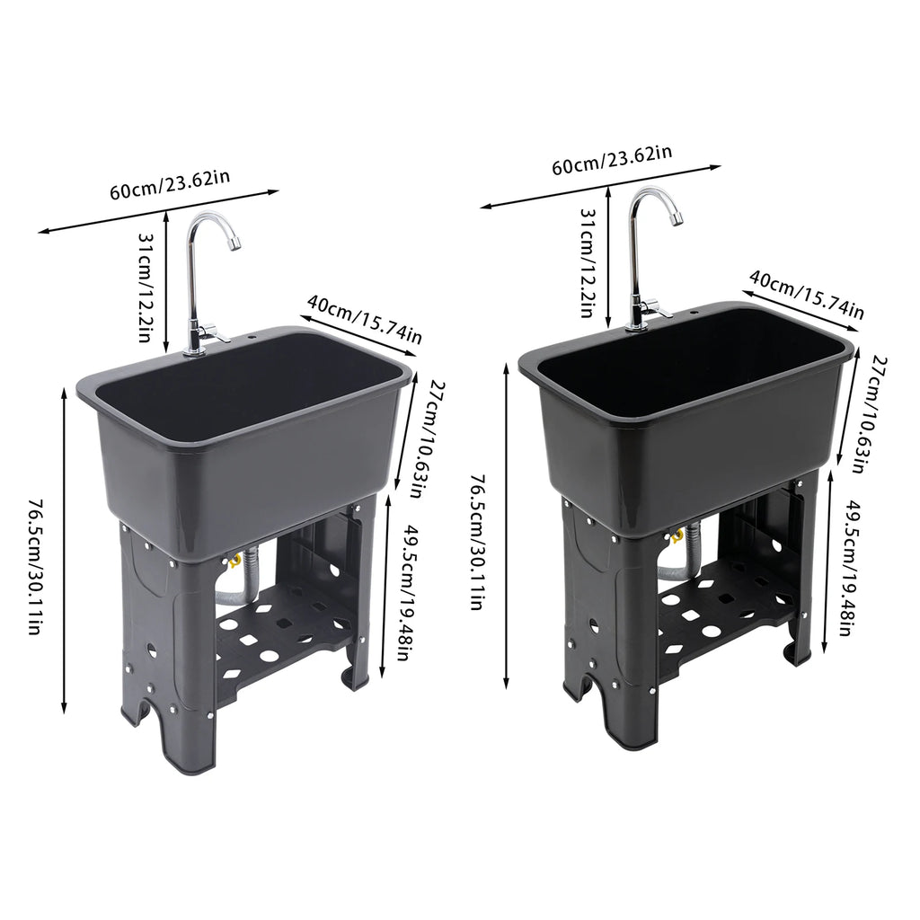 Black/Gray Floor-standing Large Sinks, Faucet, Drain