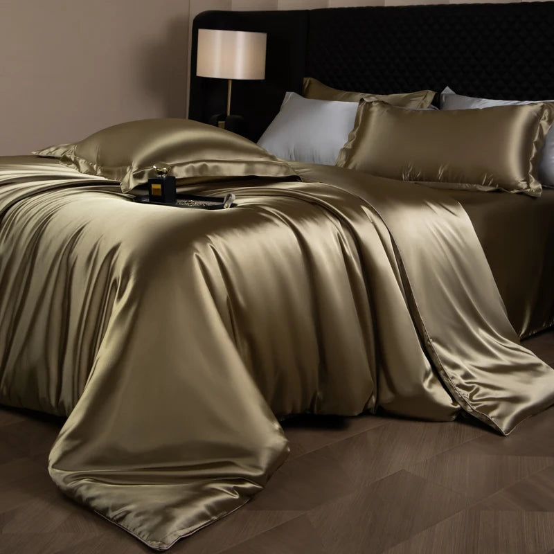 Silk Bedding Set, Duvet Cover, Fitted/Flat, Pillowcases