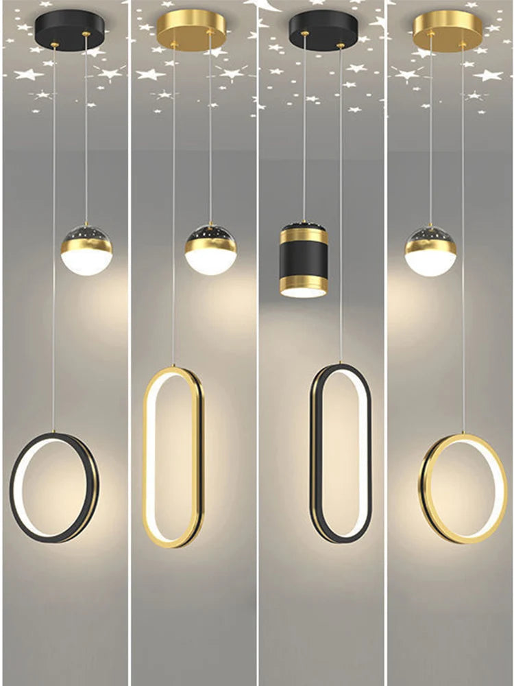 Starry Sky Projection Style Circular Led Pendant Light