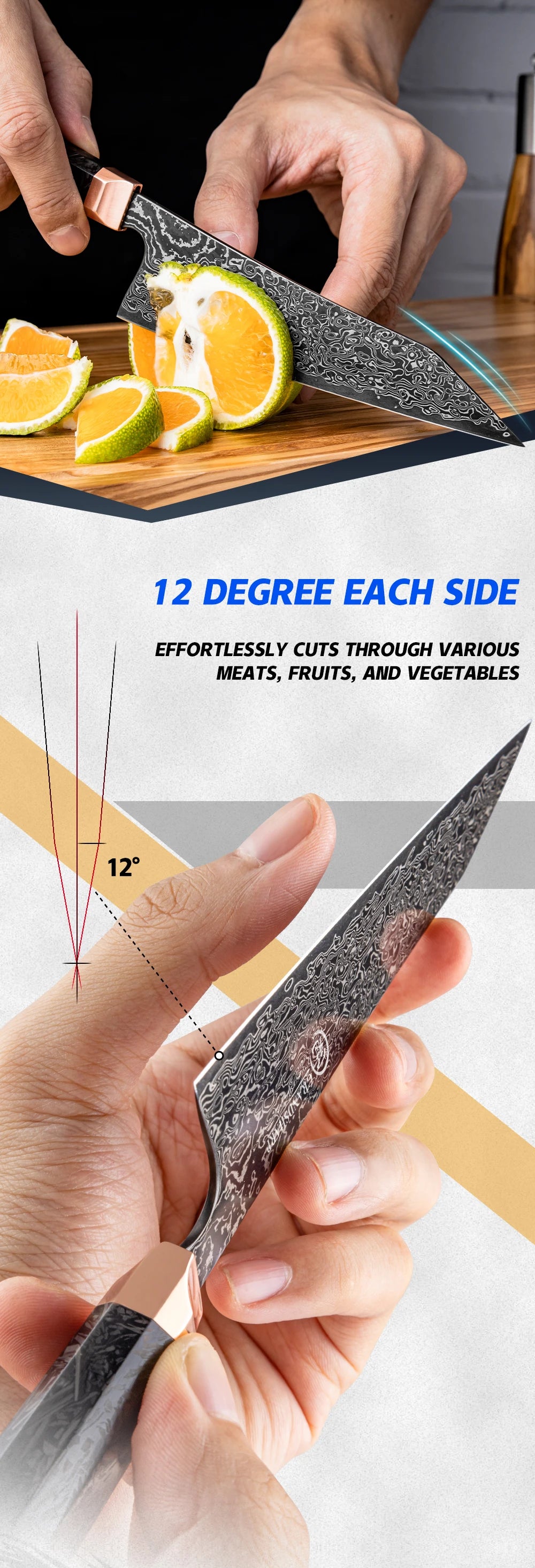 5.4"Bunka Knife 67 layers Damascus Steel