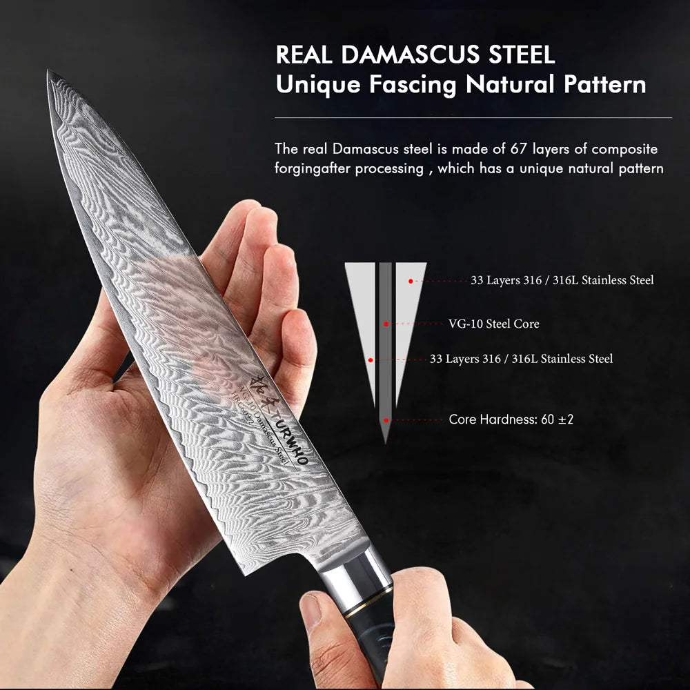Damascus Kitchen Chef Knife High Carbon Steel