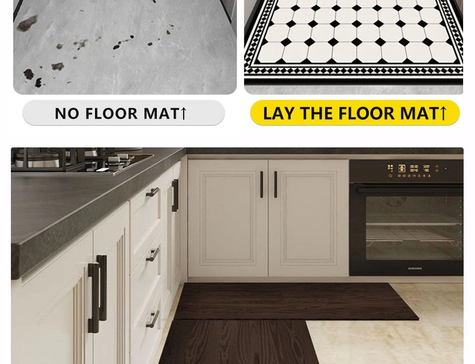 Waterproof Floor Mat Brown Imitation Wood Grain