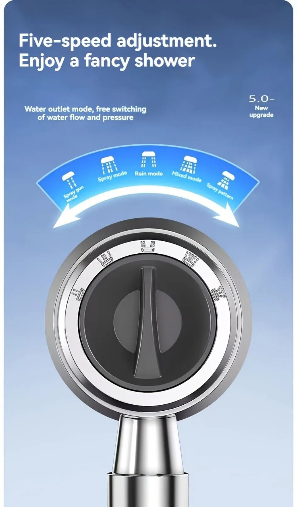 5 Modes Spray, Filter Shower Head, High Flow