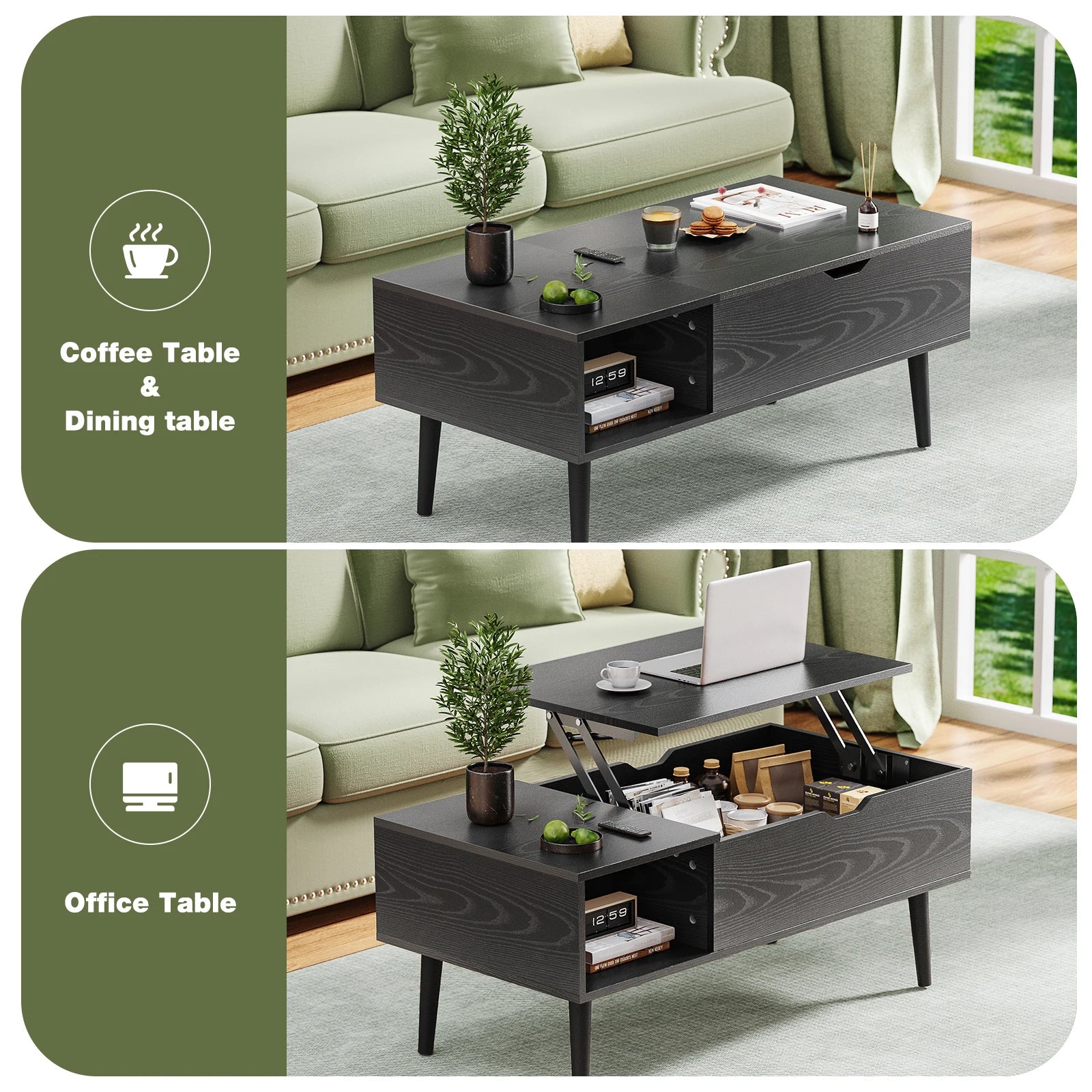 Lift Top Coffee Table, Desk, 39.37"x19.7"