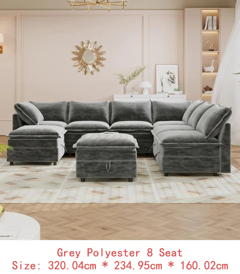 6-Piece Modular Sofa Bed with Storage