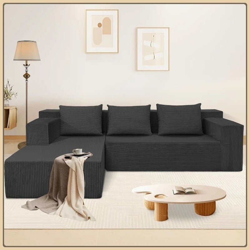 Sectional Sofa 103", Cloud Chaise, Dark Grey