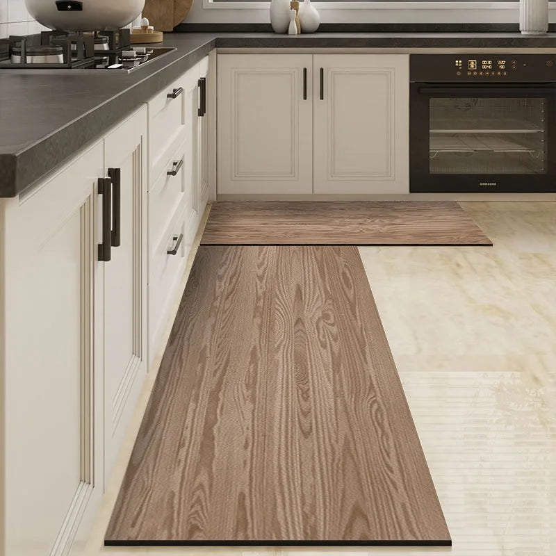 Waterproof Floor Mat Brown Imitation Wood Grain