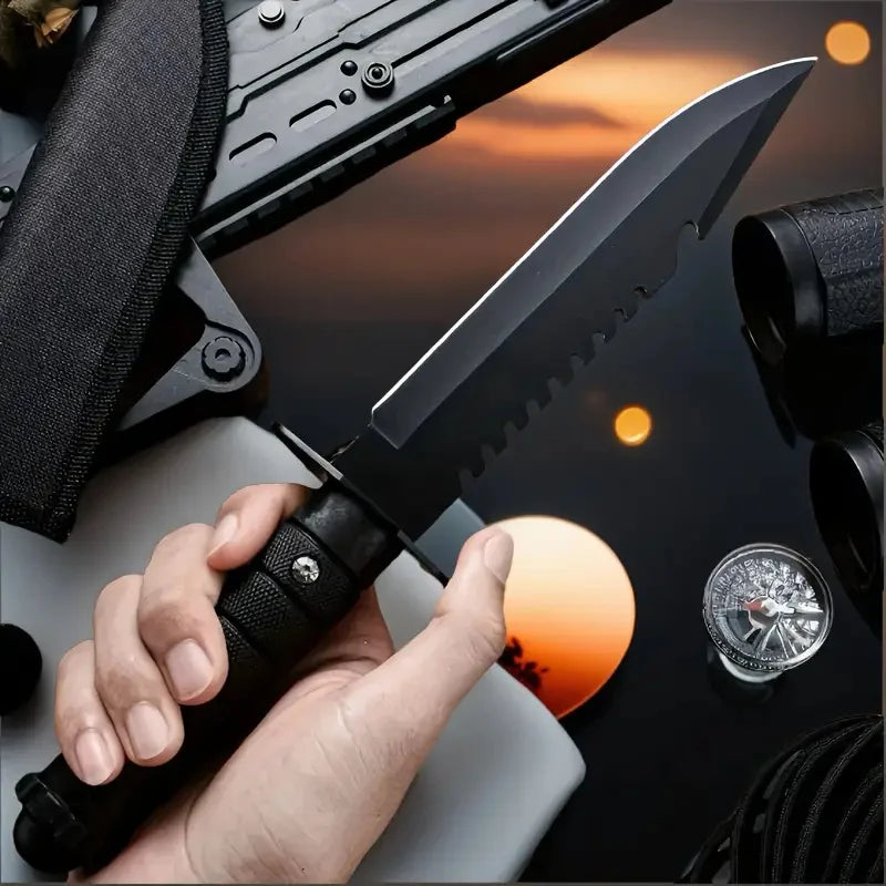 Straight Blade Knife All-Steel Handle, Nylon Grip