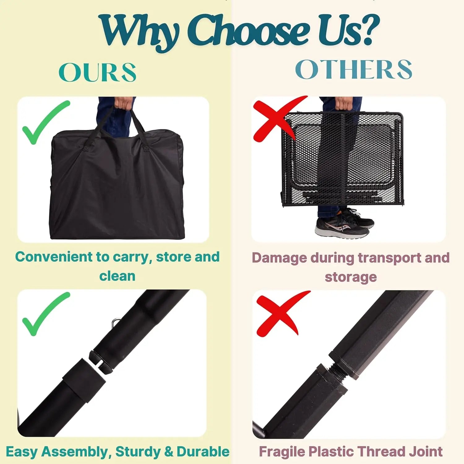 Folding Table w/ Carry Bag, Paper Towel Holder, Garbage Holder, Wing Panels, 3x2 FT Foldable Table for Portable Grill, Picnic