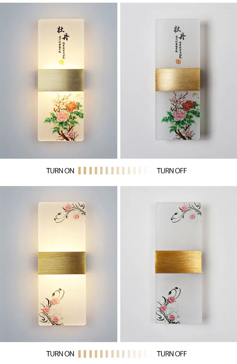 6W 10W LED Chinese Style Printing Wall Light