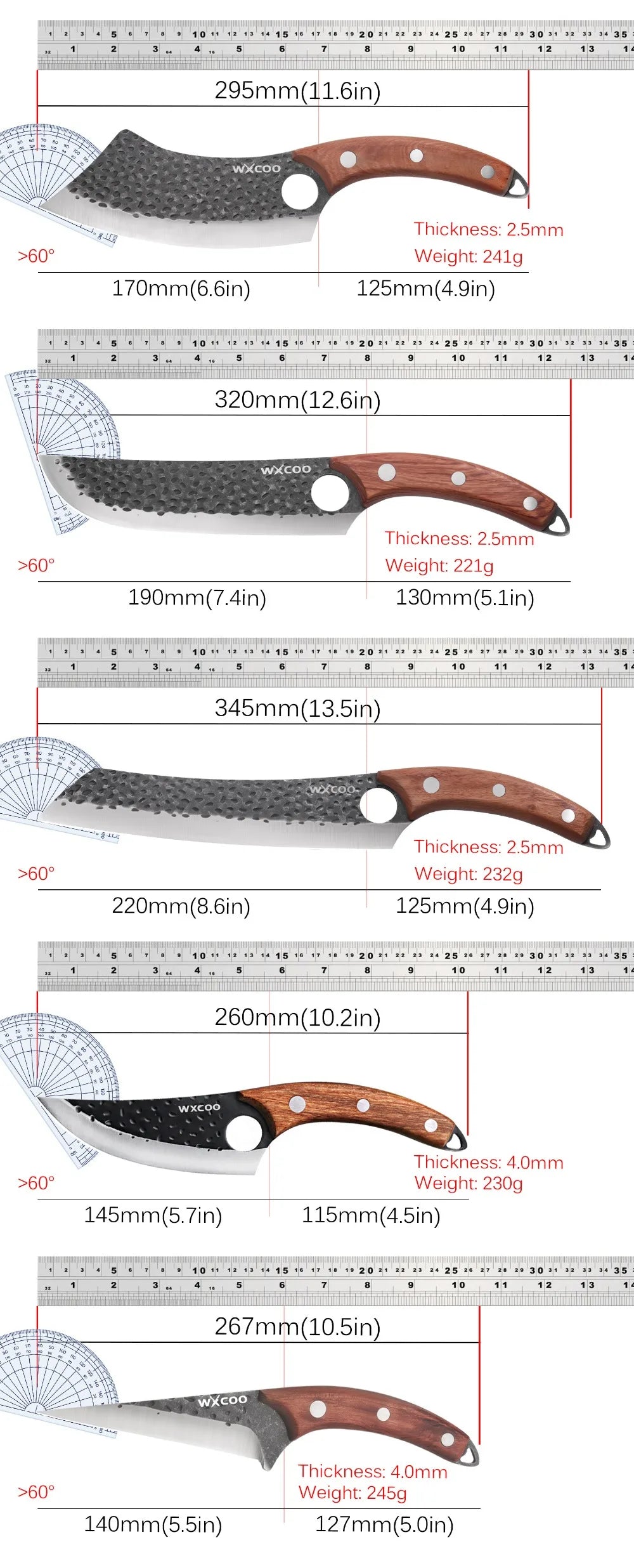 Handmade Forged Kitchen Knives 1-5 Pcs Set