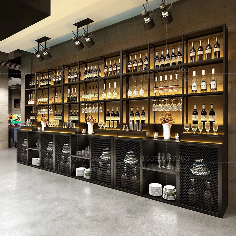 Standing Shelves Bar Cabinet Mobile Multifunctional Partitions Wine Cabinet Designer Nordic Armadi Aperti Drinking Bar Furniture