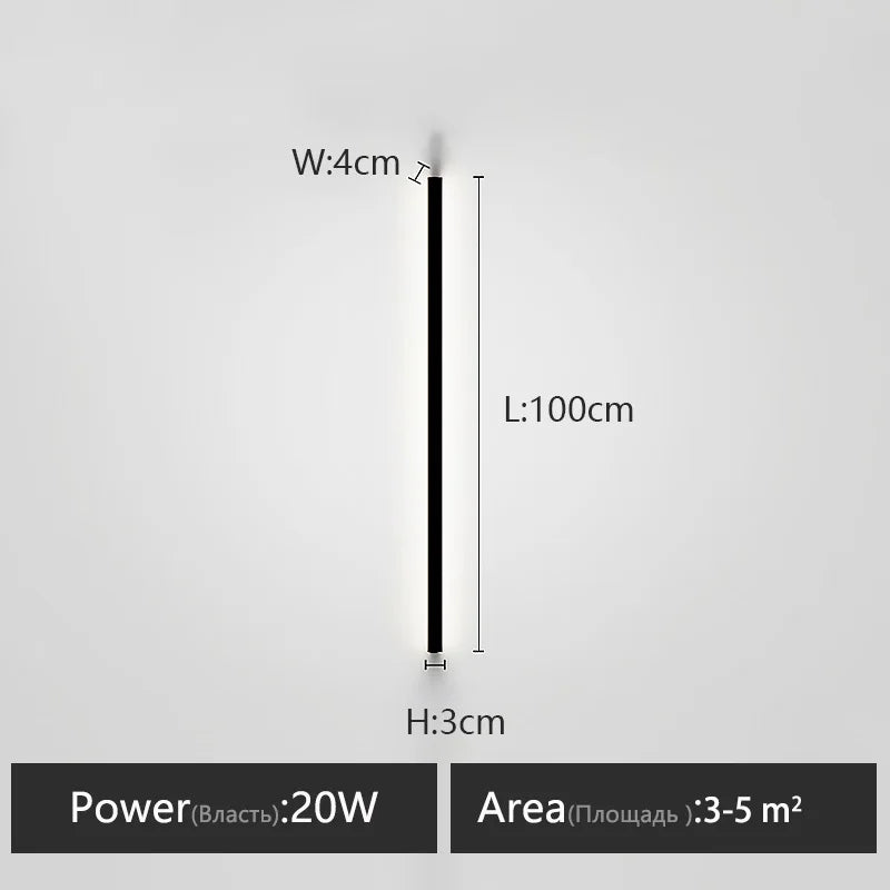 Wall lamp long strip black background