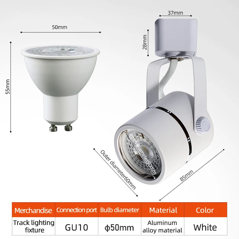 Led, Incandescent Track Light 5-10W, White, Black