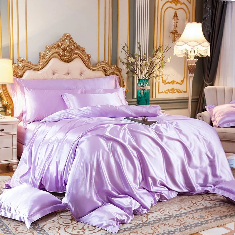 Satin Bedding Set, Duvet Cover, Bed Sheet, Pillowcase,