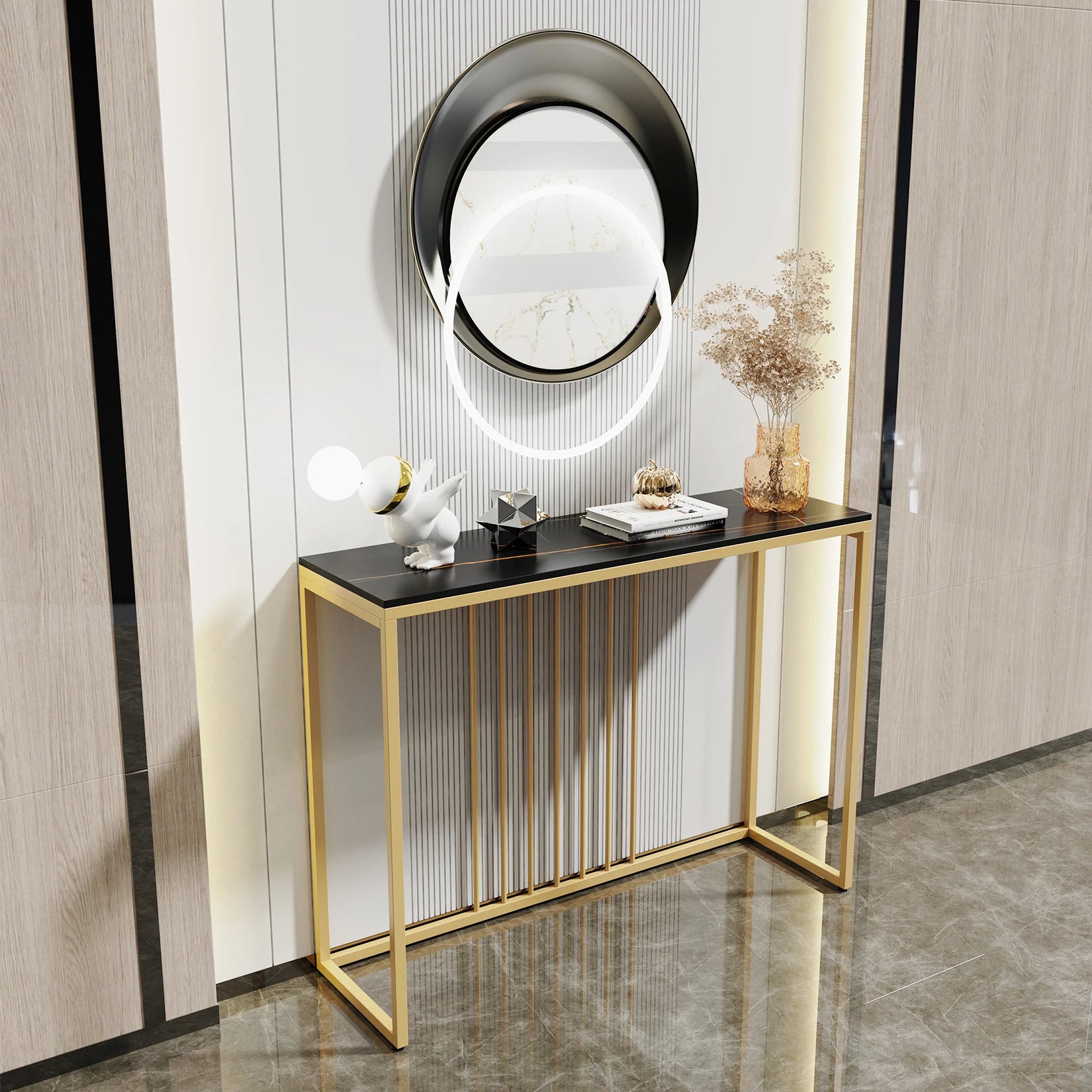 Marble Table Gold Metal Frame Storage Display