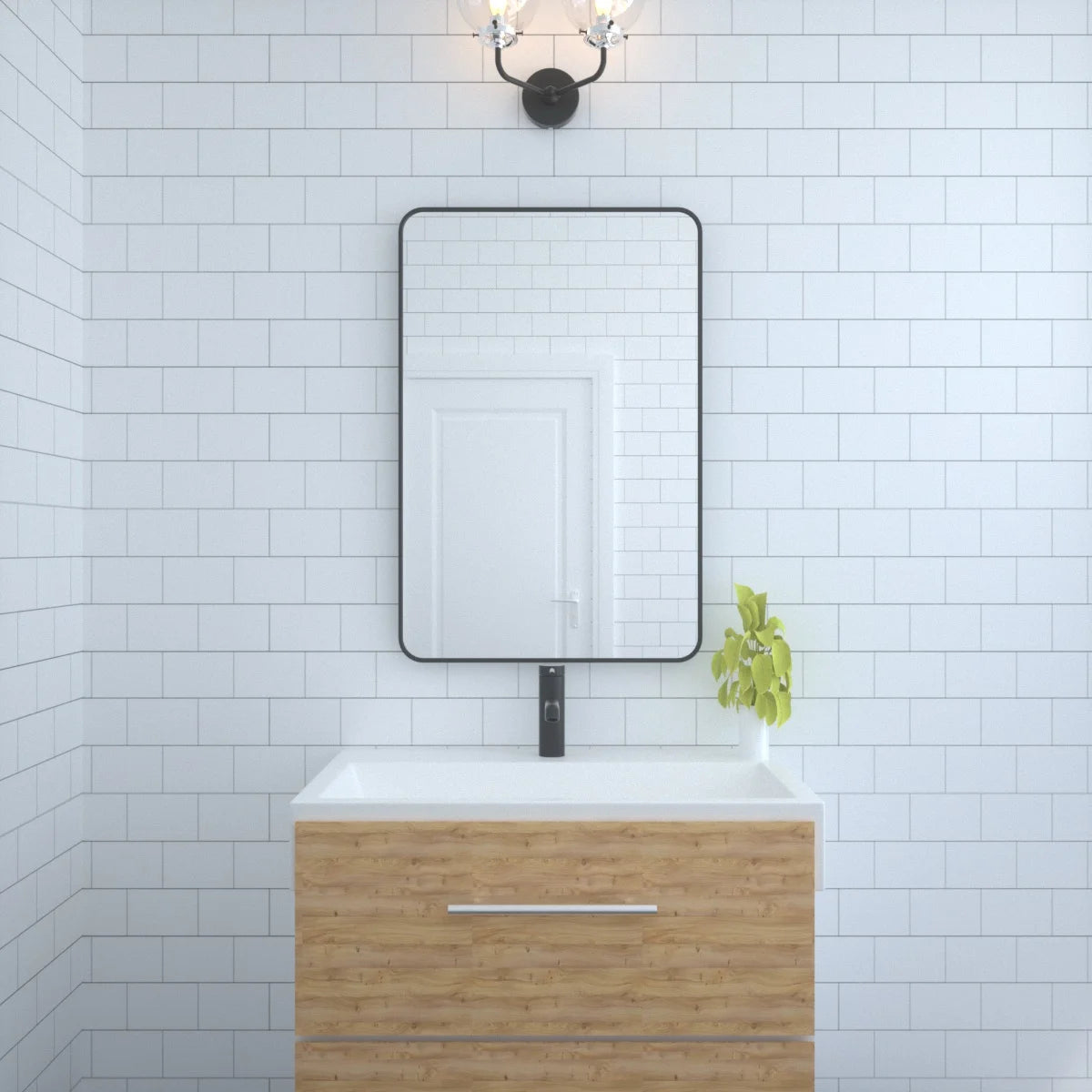 Matte Black Rectangle Wall Mirror