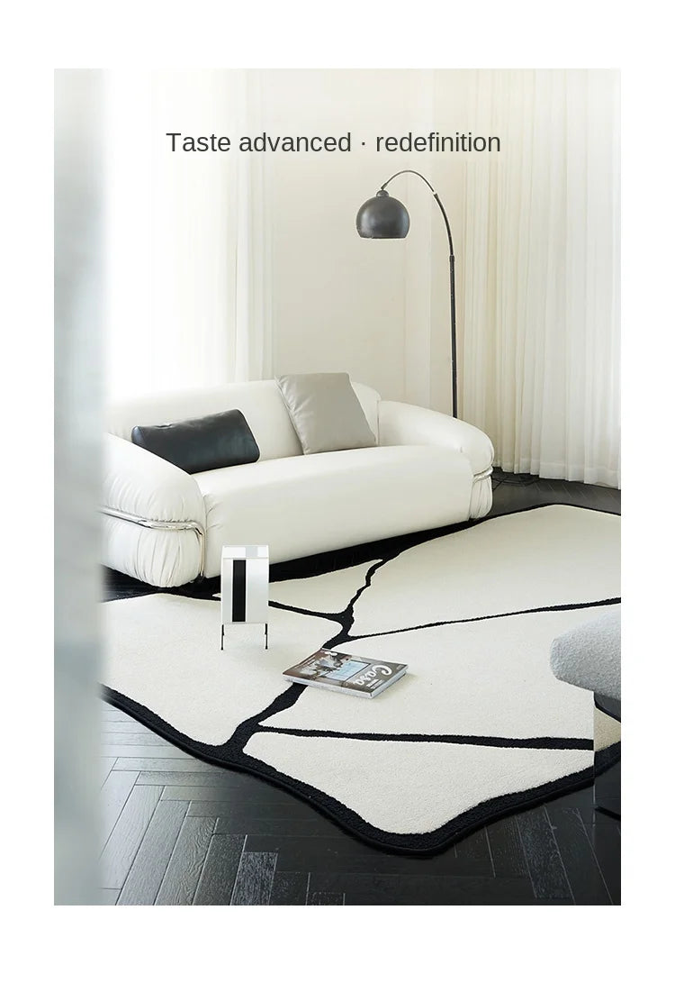 Fluffy, Soft, Plush Rugs, Black, White Lines, Washable