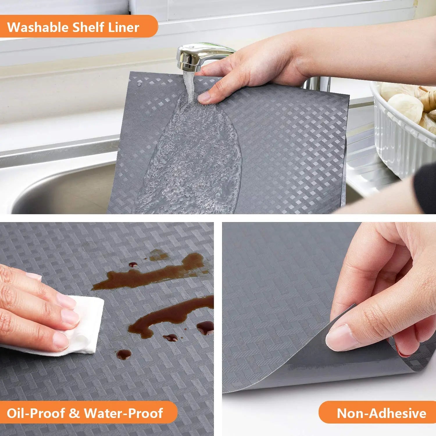 Drawer and Shelf Liner, Non-Adhesive Non-Slip Waterproof