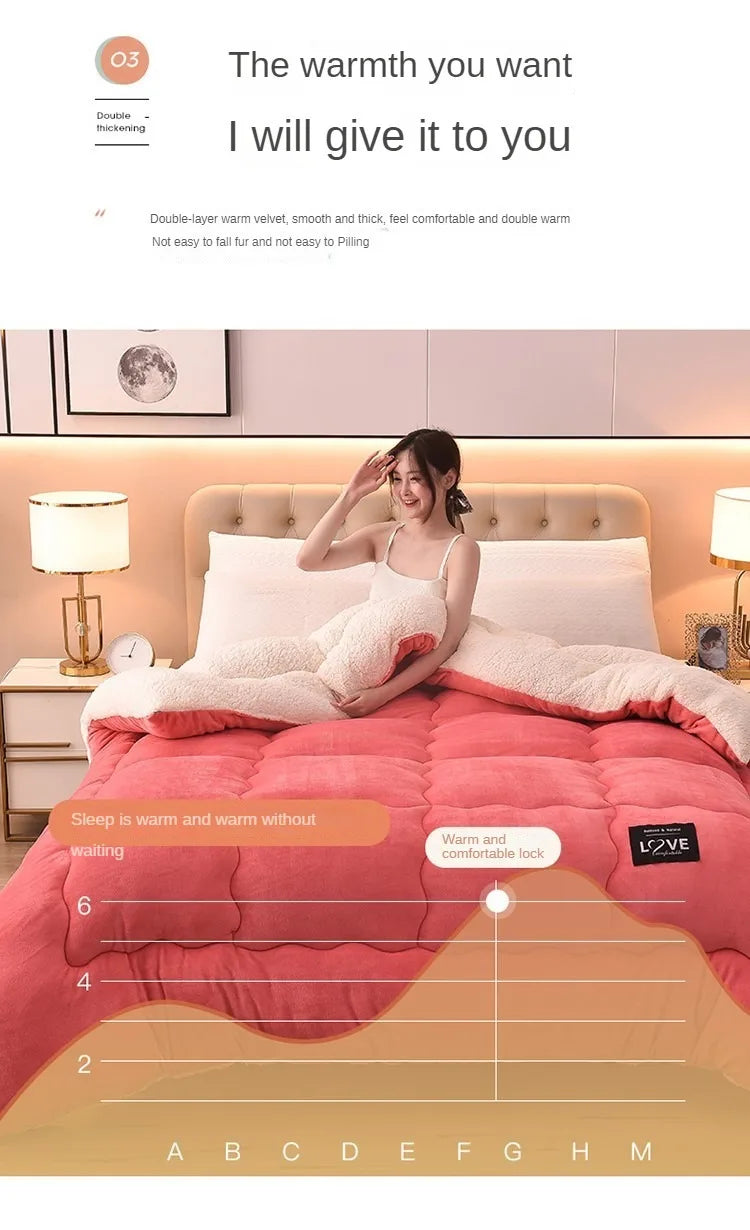 Lamb Wool/Cotton Quilt, Double sided, Various Colors, Sizes