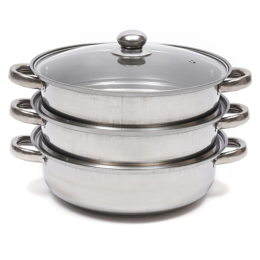 28CM 3-Tier Large Stainless Steel Steam Cooker