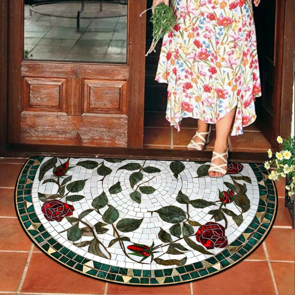 Entrance Doormat House, Outdoor, Semi-circular, Floral Style