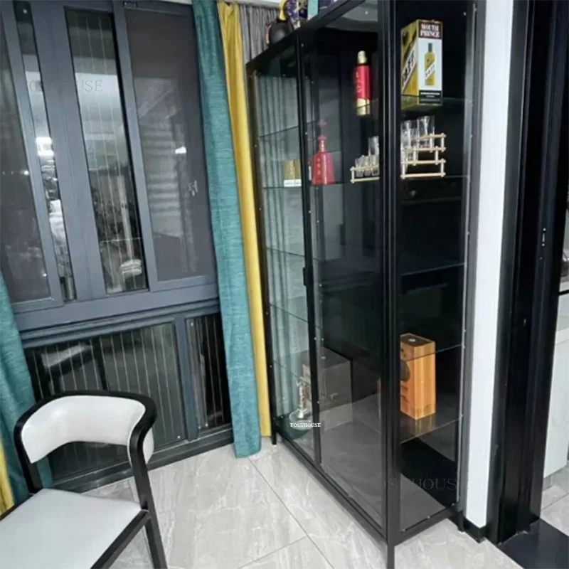 Glass Door Display Cabinet, Minimalist Light