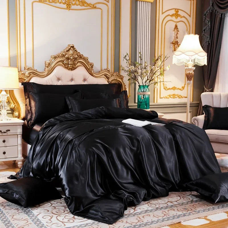 Satin Bedding Set, Duvet Cover, Bed Sheet, Pillowcase,