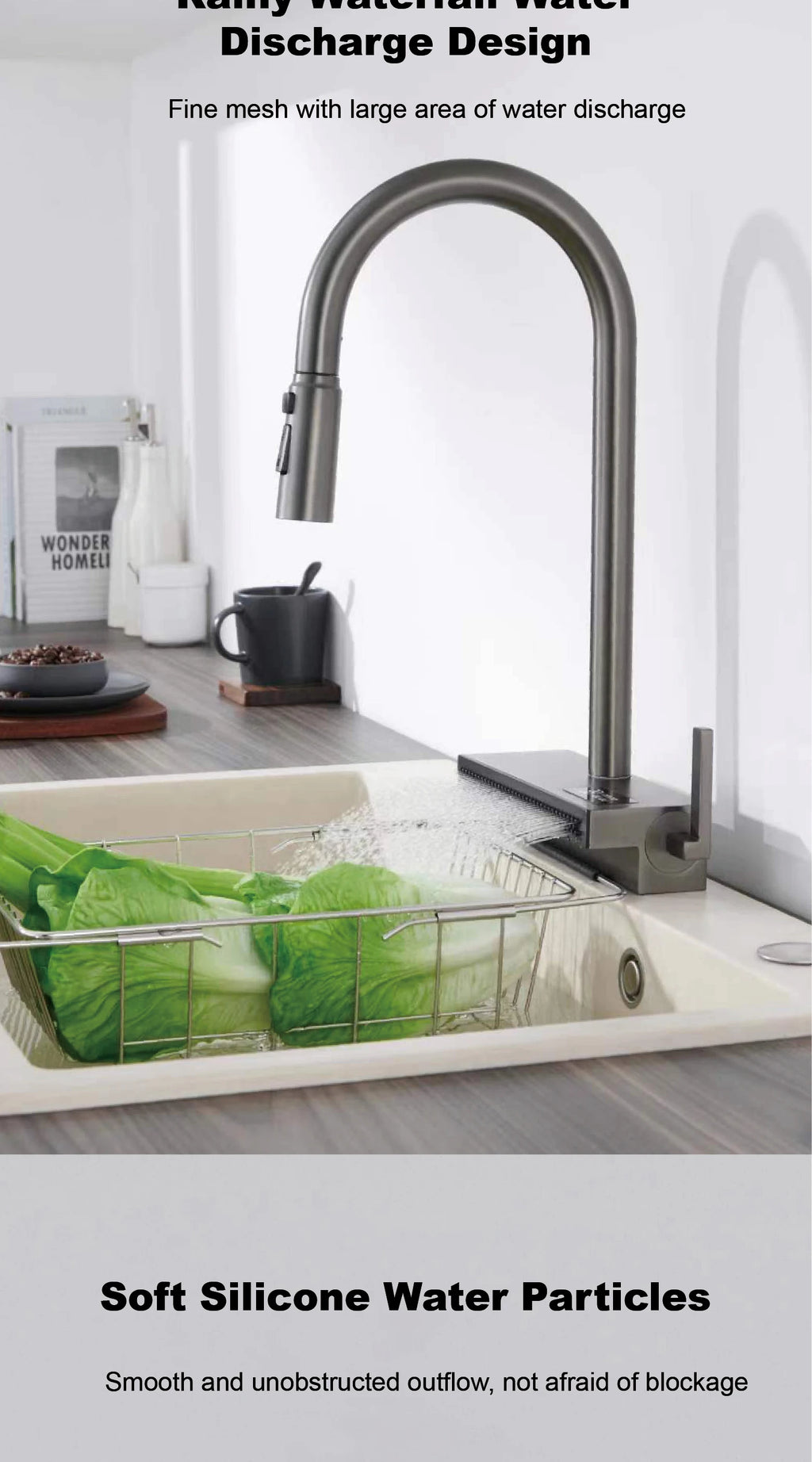 LED Digital Display Kitchen Faucet, 3 Modes Spray