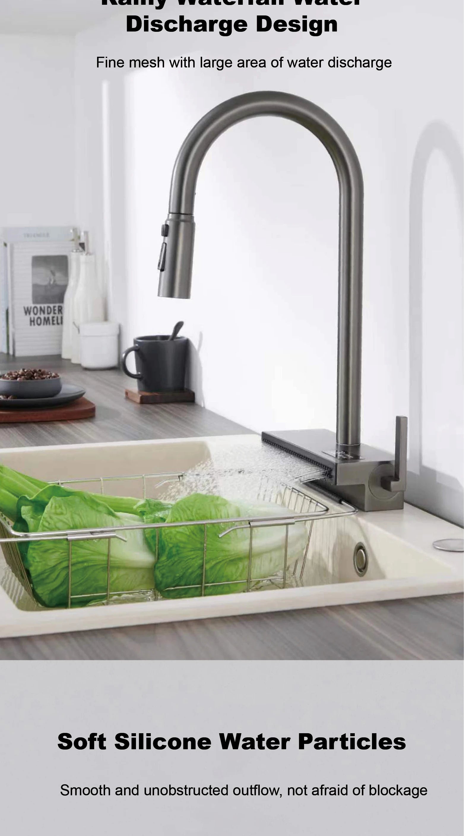 LED Digital Display Kitchen Faucet, 3 Modes Spray