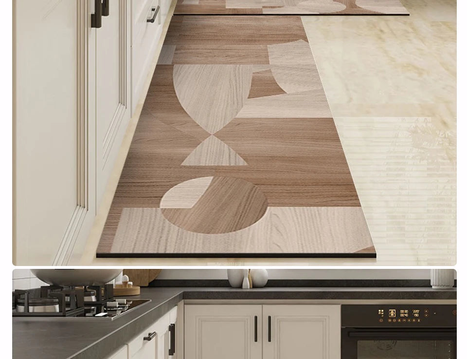 Waterproof Floor Mat Brown Imitation Wood Grain