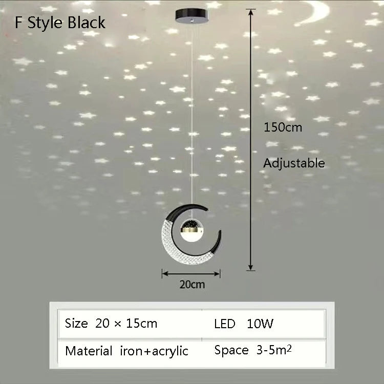 Starry Sky Projection Style Circular Led Pendant Light