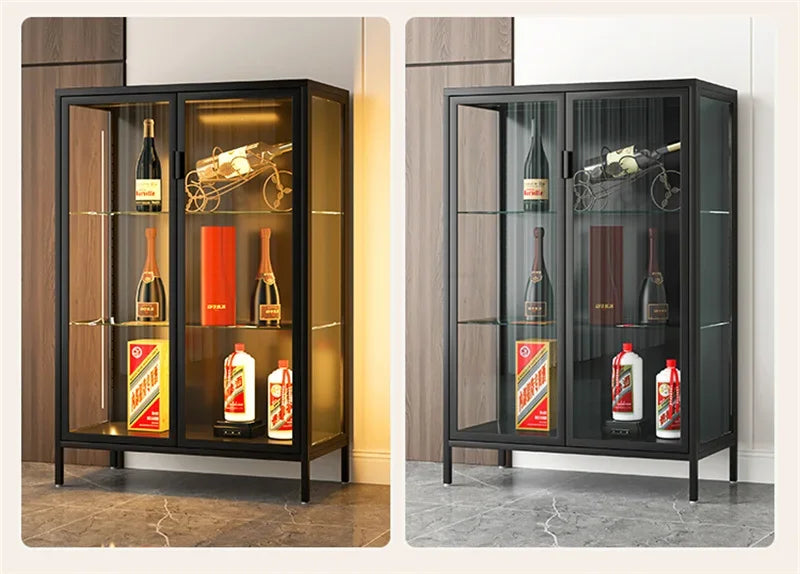 Glass Door Display Cabinet, Minimalist Light