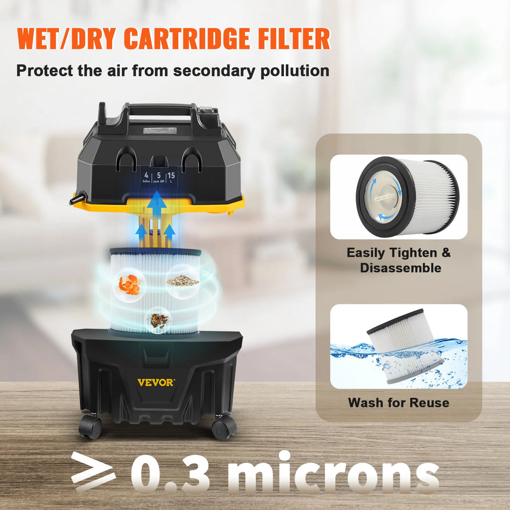 Portable Wet, Dry Vacuum Cleaner, 15L, 1200W