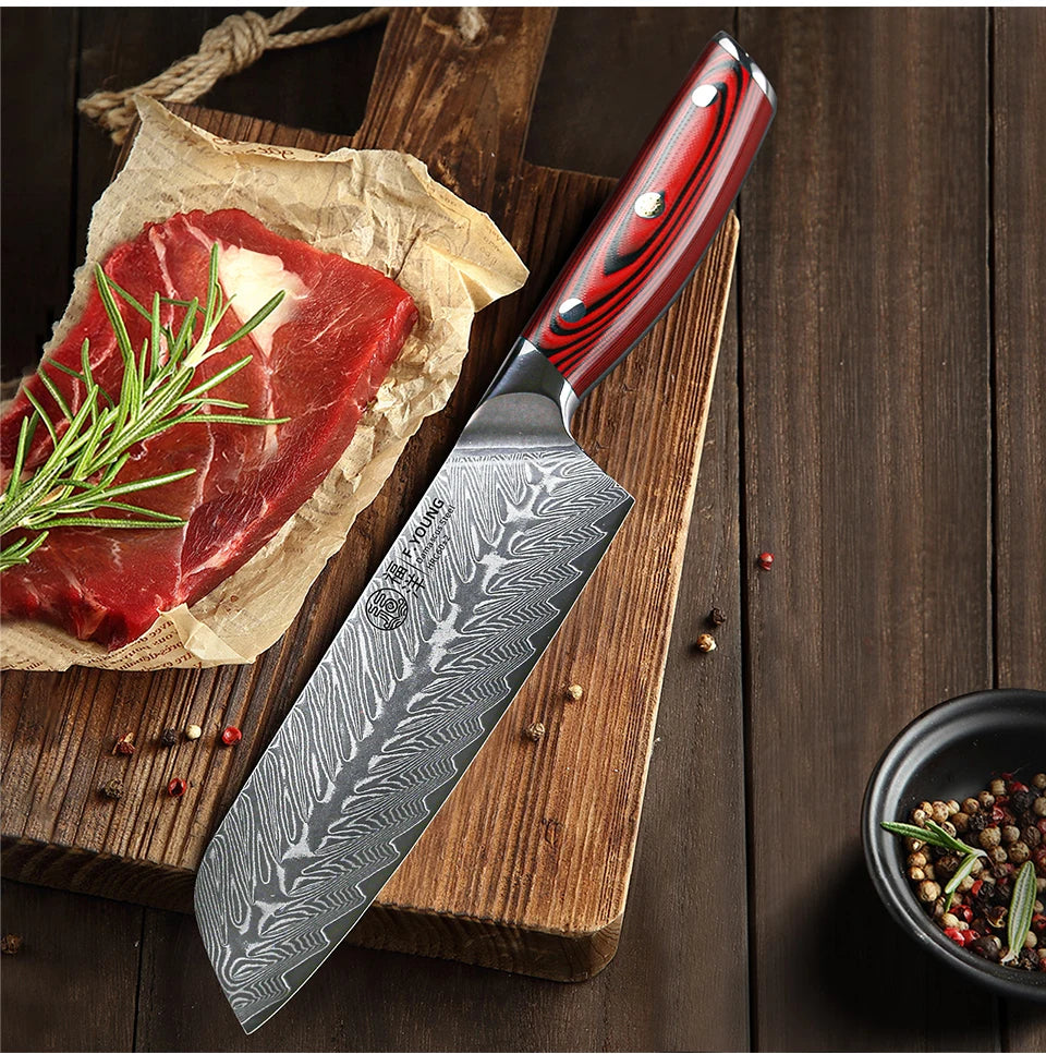 7 Inch Japanese Santoku Knife 67 Layer Damascus Steel