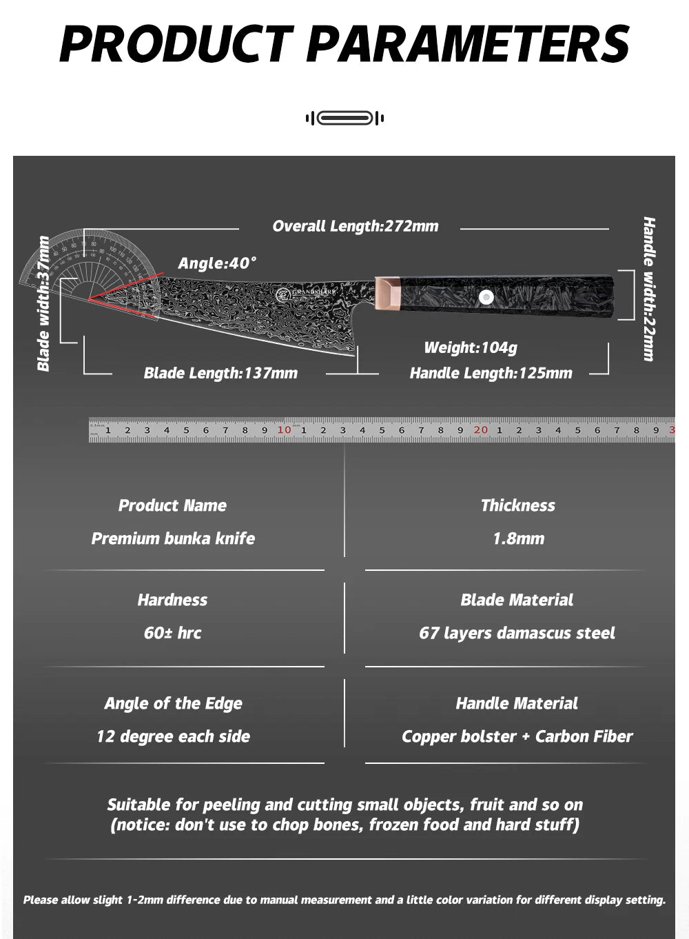5.4"Bunka Knife 67 layers Damascus Steel