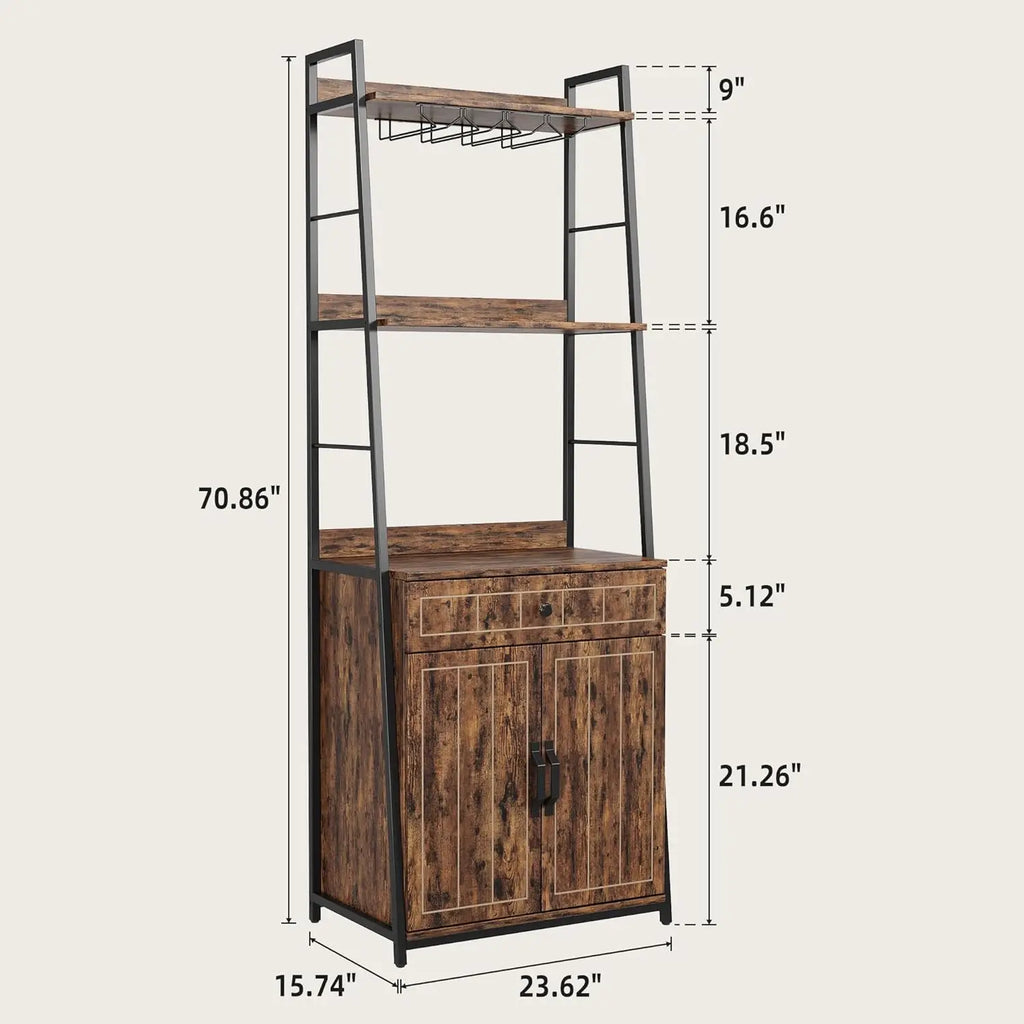 Bakers Rack with Cabinet 70.8" Microwave Stand
