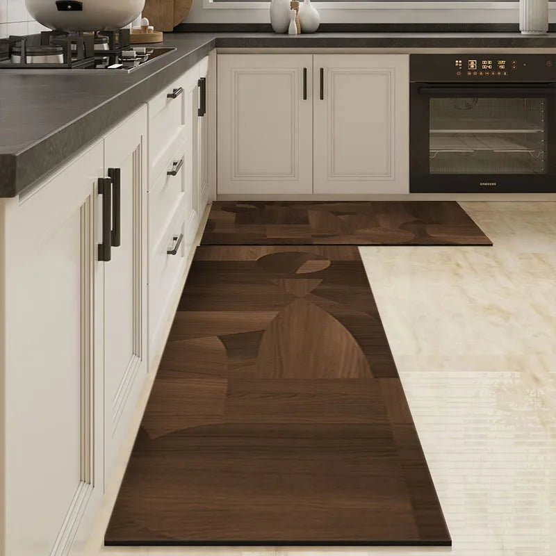 Waterproof Floor Mat Brown Imitation Wood Grain