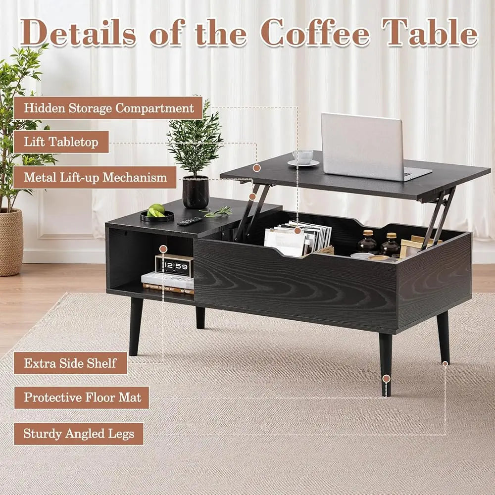Lift Top Coffee Table, With Hidden Compartment,