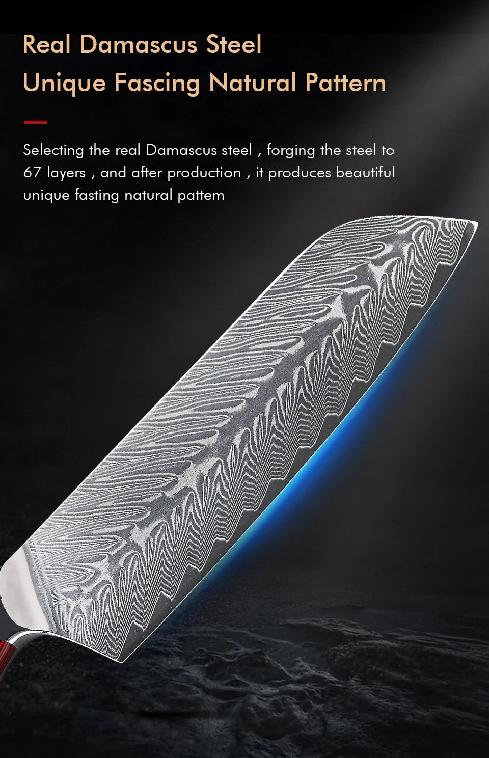 7 Inch Japanese Santoku Knife 67 Layer Damascus Steel