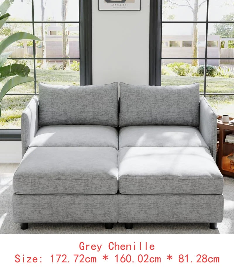 Sectional Sofa with Storage, Flexible Fabric Sleeper