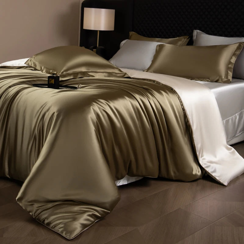 Silk Bedding Set, Duvet Cover, Fitted/Flat, Pillowcases